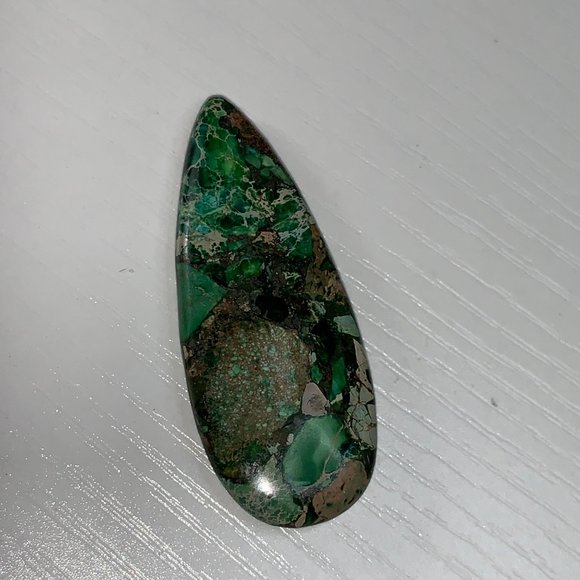 Green Sea Sediment Jasper Teardrop Focal Drop - Picture 6 of 6